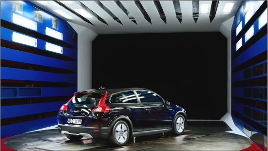 The Volvo C30 in the Volvo Cars Wind Tunnel