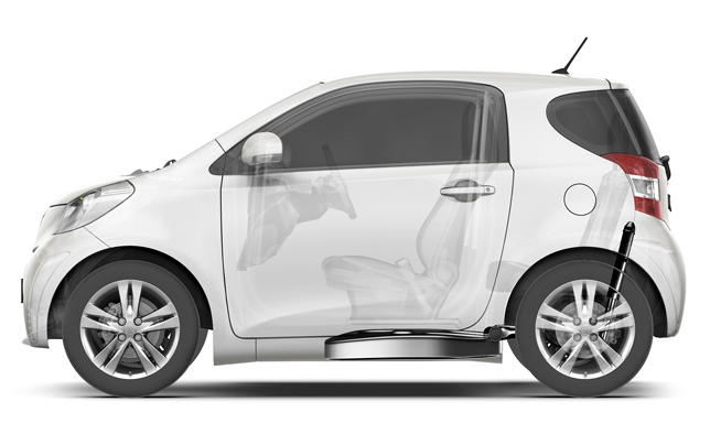 Toyota iQ: Flat under-floor fuel tank