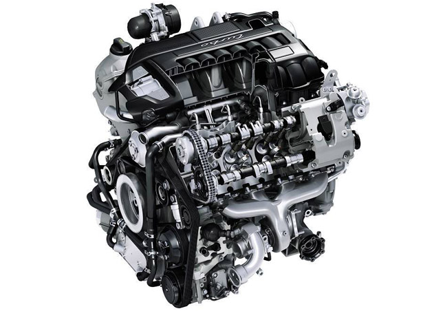 Graphic sectional view of the Panamera Turbo engine 
