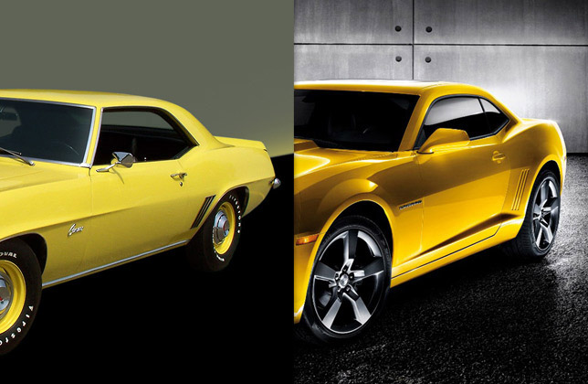 1969 zl1 Camaro and 2011 Camaro SS (side and rear)