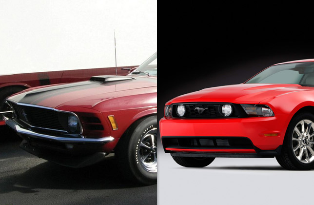 1970 Boss 302 Mustang and 2011 Mustang GT (front)