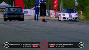 1968 chevrolet c-10 v8 10.0 liter vs ferrari 599 gtb and porsche 911 turbo rinspeed