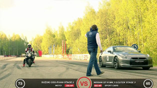 Suzuki GSX 1300R Hayabusa vs GSX R-1000 vs Nissan GT-R [HD video]