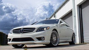 renntech mercedes-benz cl 65 with multi spoke forged wheels in silver pearl