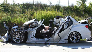 bmw test driver crashes in a 3-series f30 hybrid