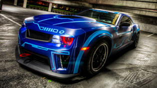 ss customs chevrolet camaro in a tron theme