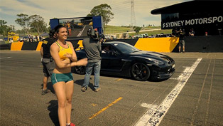 nissan gt-r vs michelle jenneke - australian hurdler
