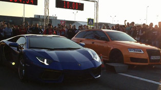 lamborghini aventador vs madness motorsport audi rs6 - drag race