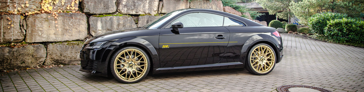 Audi TT on Golden Wheels Side View 
