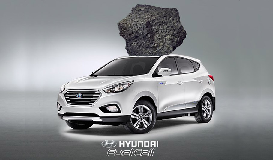 Hyundai Tucson Fuel Cell with Moon Rock Present