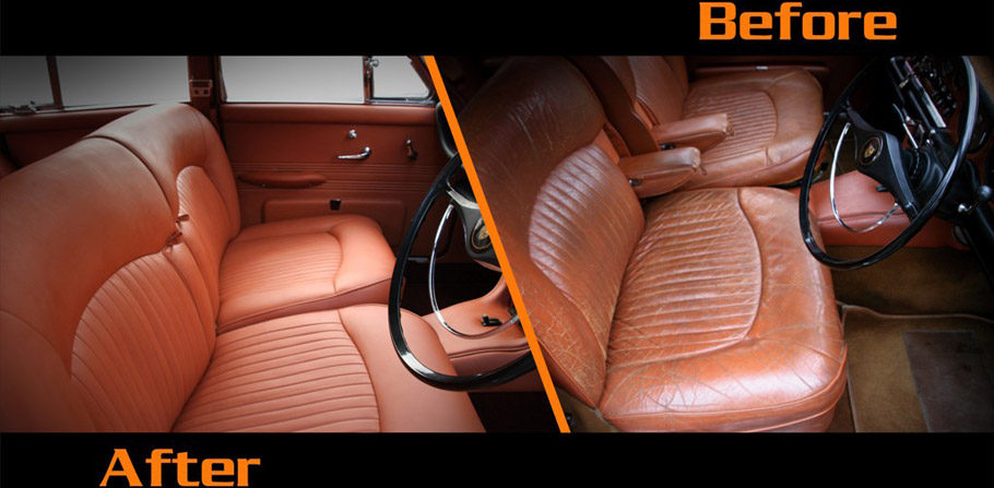 1968 Jaguar 420 by Carbon Motors Interior Before and After