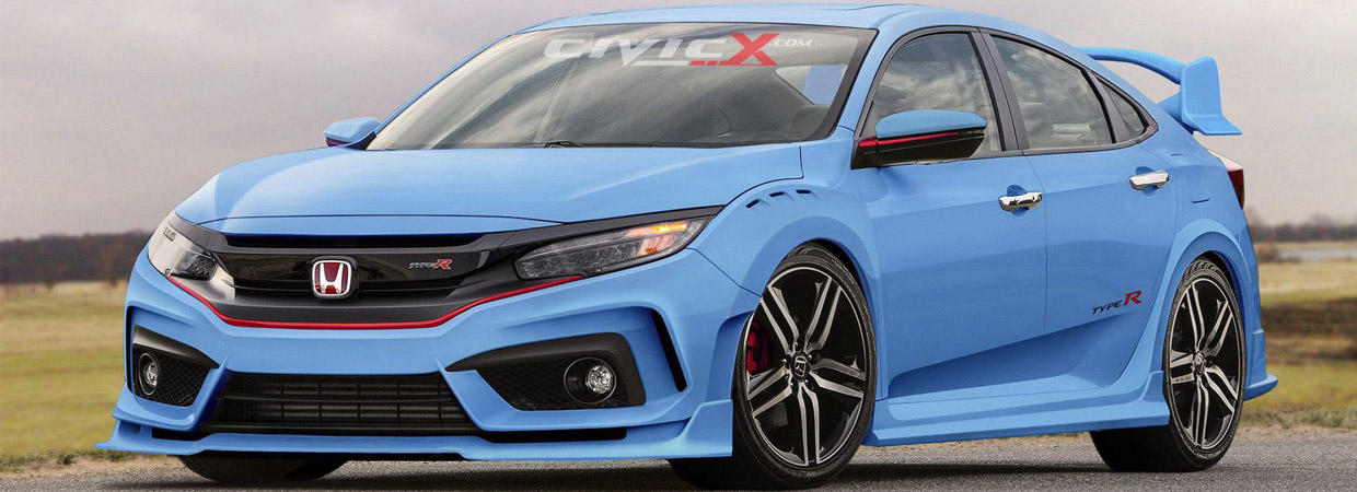 2017 Honda Civic Type R Hatchback Prototype Render in Blue 