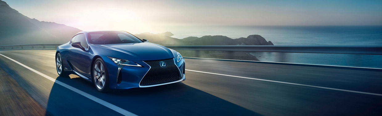 Lexus LC 500h Luxury Coupe Fron and Side View
