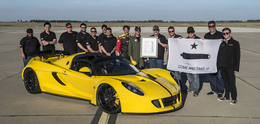 Hennessey Venom GT Spyder  Side view plus certification 