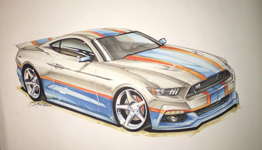 King Edition Ford Mustang by Petty's Garage first sketch