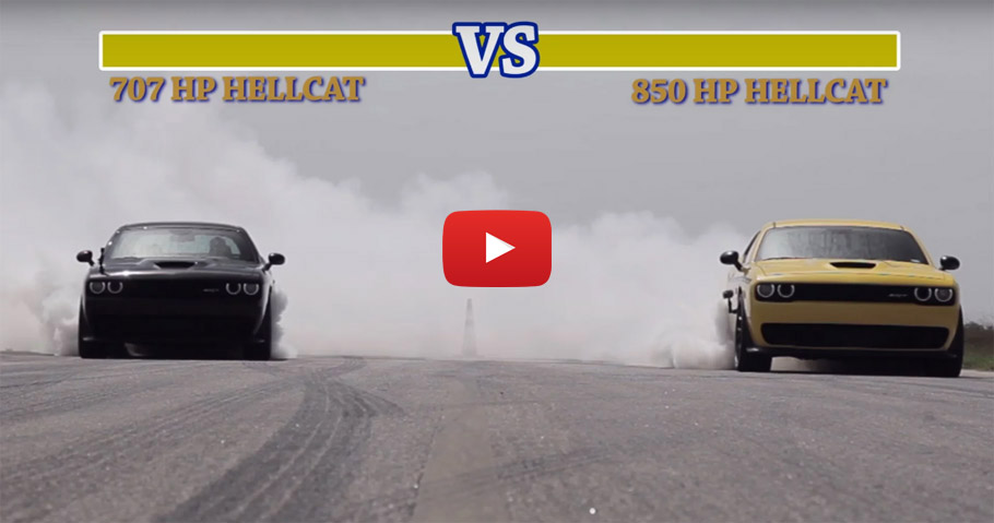 707 HP Hellcat vs 850 HP Hennessey Hellcat Street Fight YouTube Image 