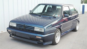 A VW collectioner shows his unique Golf Rallye