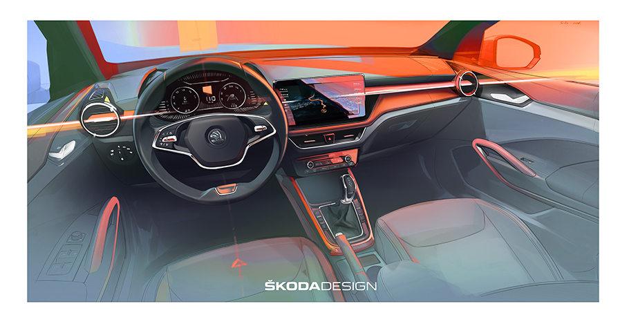 2021 SKODA Fabia Interior Sketch