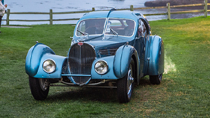 legendary 1936 bugatti type 57sc atlantic wins j.b. & dorothy nethercutt most elegant closed car