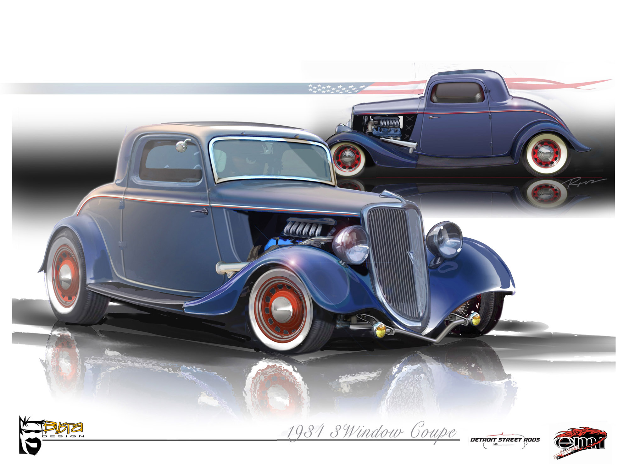 1934 Ford 3-Window Coupe EcoBoost Hot Rod