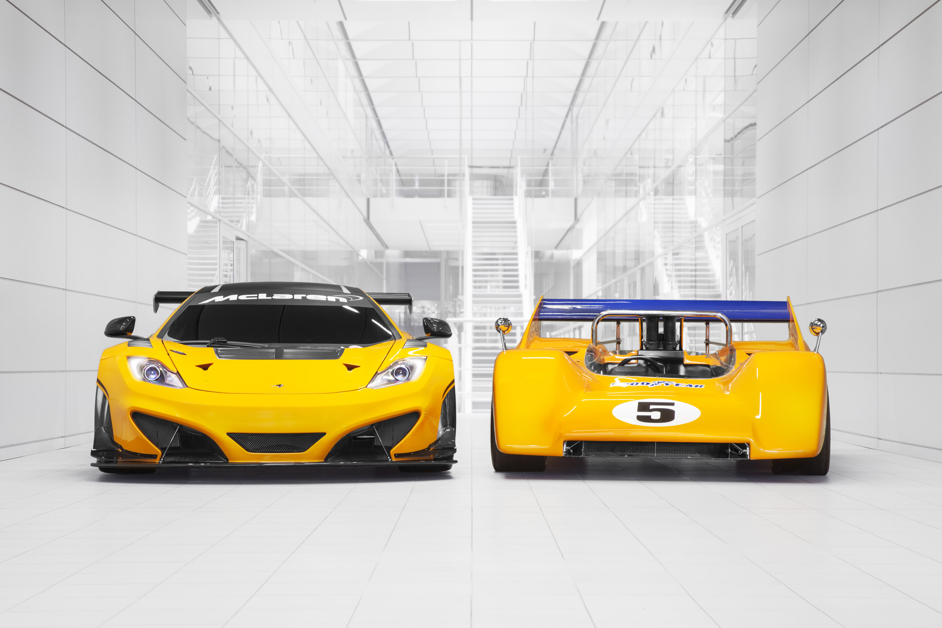 McLaren M8D Can-Am Racer And McLaren 12C GT Can-Am Edition