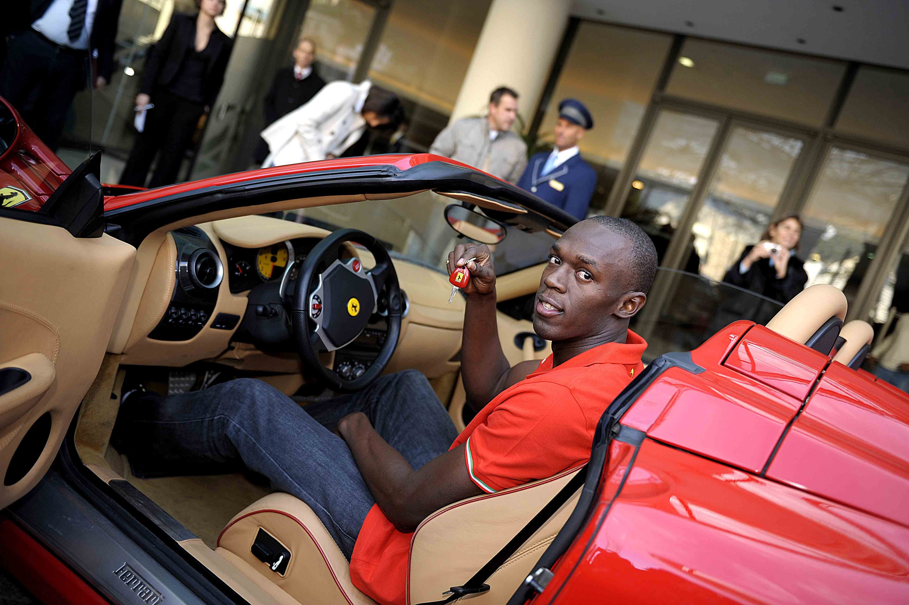 Usain Bolt in Ferrari F430 Spider