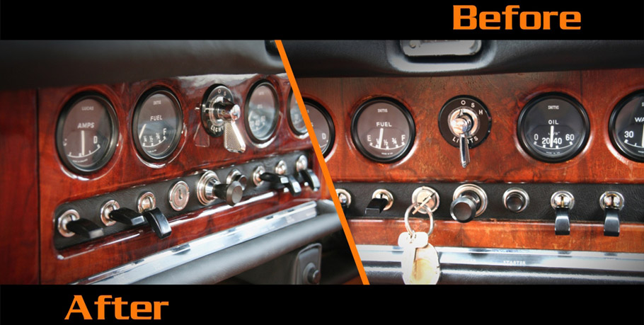 1968 Jaguar 420 by Carbon Motors Wood Trim Before and After