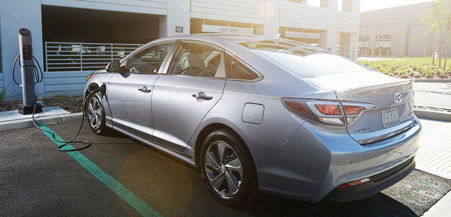 Hyundai Sonata Plug-in Hybrid Rear View and Charging 